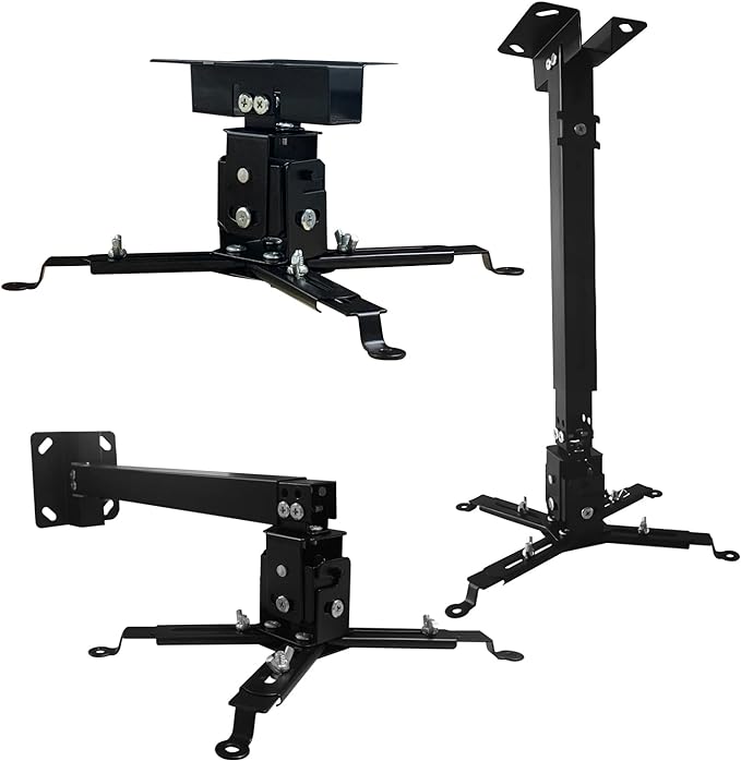 Projector Mount Wall or Ceiling Projection Mount Bracket with Adjustable Height and Extendable Arms Mount for Home and Office Projector
